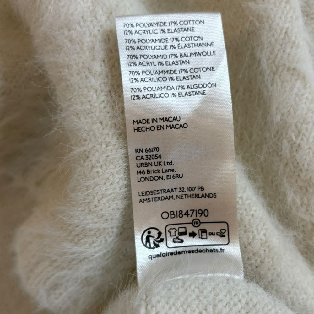 Free People Harrison Bunny Crew Neck Sweater Oversized Cream Womens Medium - Picture 8 of 11